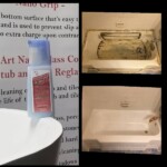 A collage of photos with the bathtub and toilet in it.
