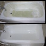 A before and after picture of the bathtub.