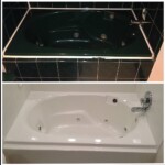 A before and after picture of the bathtub.